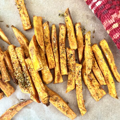 sweet potato fries on a table