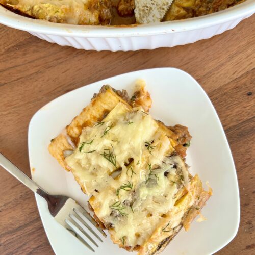 healthy lasagna with plantains