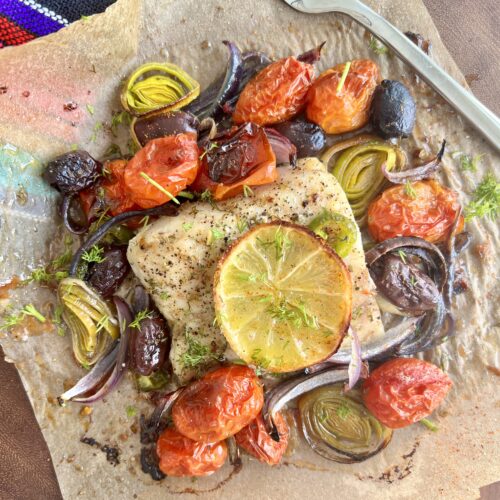 baked cod ready to eat on the table
