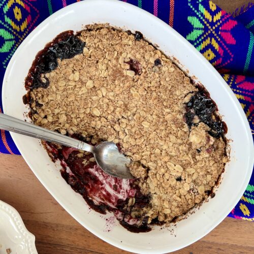 berry cobbler ready to serve